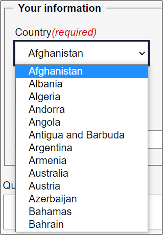 Single select box with the options expanded